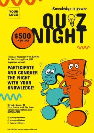 quiz night poster template free|293+ Free Templates for 'Quiz night poster' .